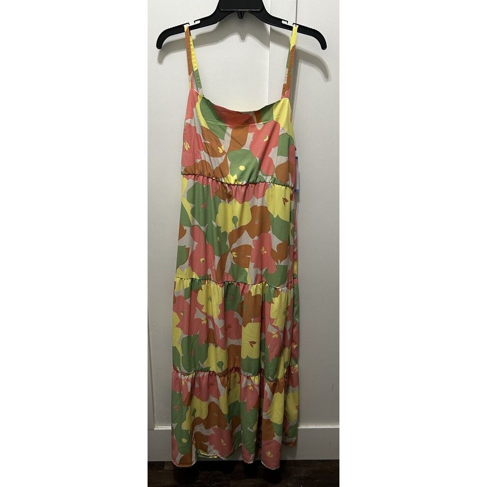 Social StandardsFloral Maxi Dress‎ Spaghetti Strap Tiered Summer Boho Chic Large
